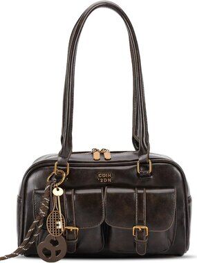 Shoulder Bag Retro Top Handle Bag Y2k 90s Multiple Pockets Designer Handbag Soft